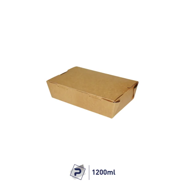 1200ml Paper Lunch Box - Kraft