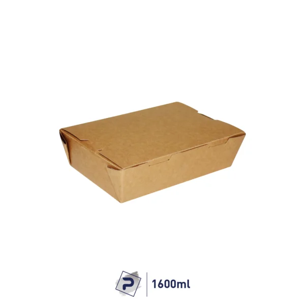 1600ml Paper Lunch Box - Kraft