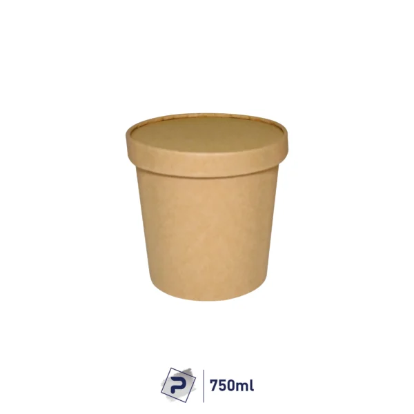 750ml Paper Food Container with lid - Kraft