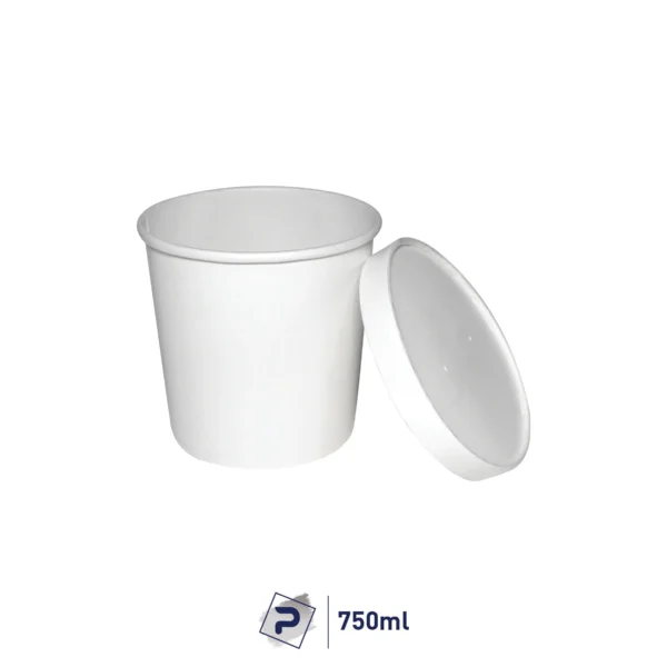 750ml Paper Food Container - White